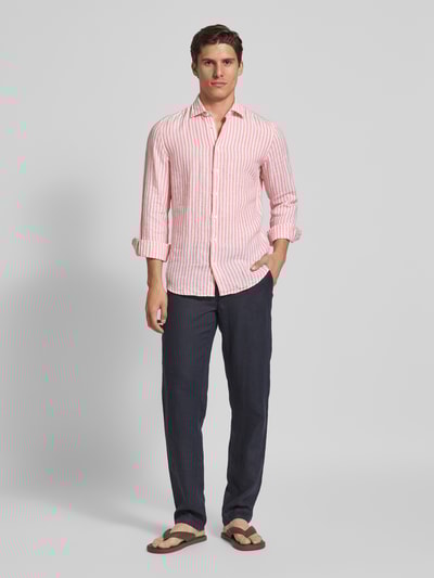 SEIDENSTICKER Slim Fit Leinenhemd aus reinem Leinen mit Kentkragen DUNKEL GELB 1