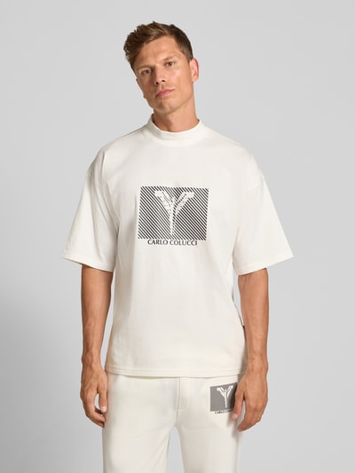 CARLO COLUCCI T-Shirt mit Label-Print Offwhite 4
