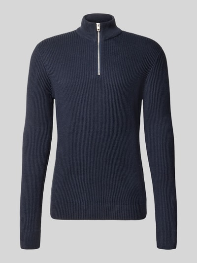 JACK & JONES Strickpullover mit Troyer-Kragen Modell 'PANNEL' Marine 1