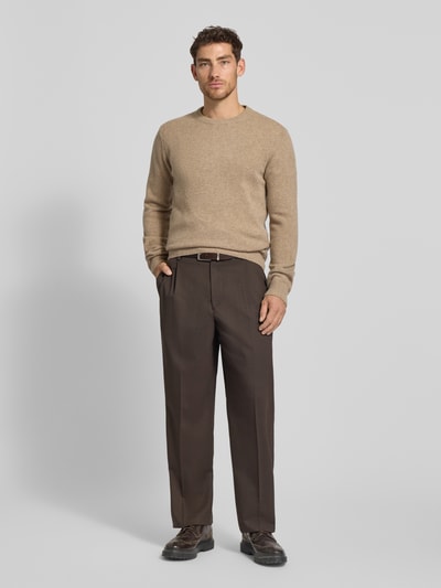 Casual Friday Strickpullover aus Woll-Mix Modell 'KARL' Camel Melange 1