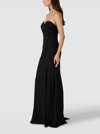 Mascara Strapless avondjurk in een glanzende look Zwart - 4
