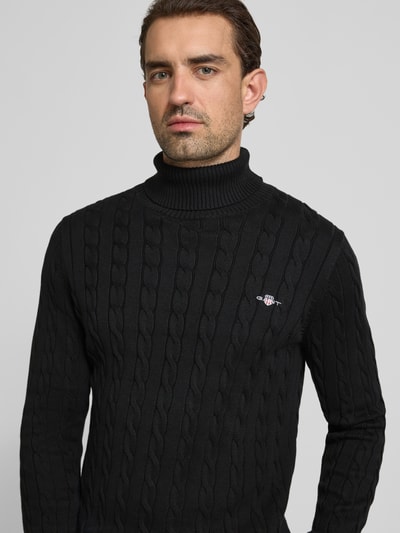 Gant Gebreide pullover met ribboorden Zwart - 3