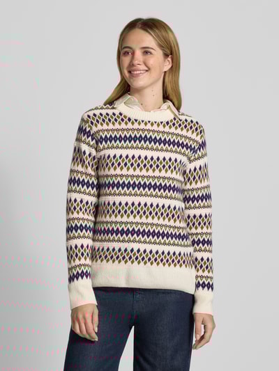Gant Gebreide pullover met ribboorden, model 'FAIRISLE' Ecru - 4