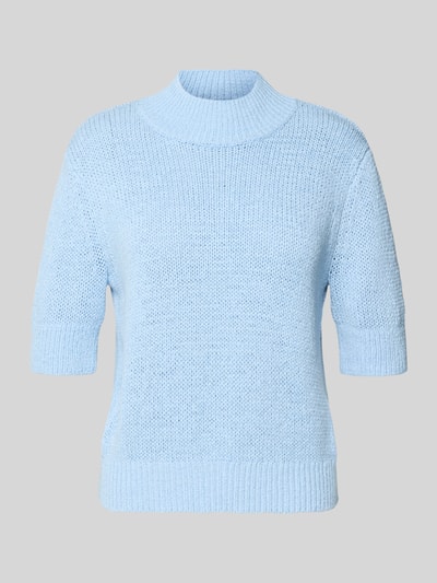 Produktfoto, Strickpullover mit 1/2-Arm Modell 'Tavery Detail' von Someday aus Baumwoll-Mix, Regular-Fit, Stehkragen, hellblau, grobe Textur.