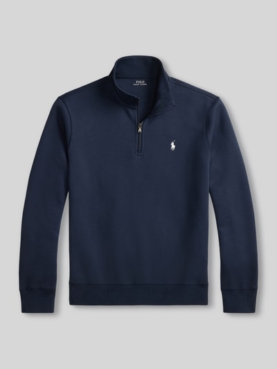 Produktfoto, Relaxed Fit Troyer aus Baumwoll-Mix von Polo Ralph Lauren in Dunkelblau, glatte Textur, silberfarbener Reißverschluss