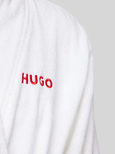 HUGO Bademantel mit Label-Stitching Modell 'Terry' Weiss 2