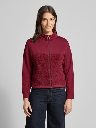Marc Cain Regular Fit Sweatjacke mit Strickbesatz Kirsche 4