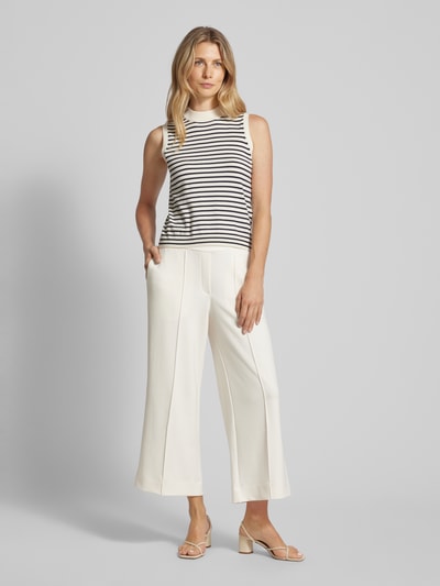 Jake*s Collection Wide Leg Stoffhose mit Bügelfalten Ecru 1