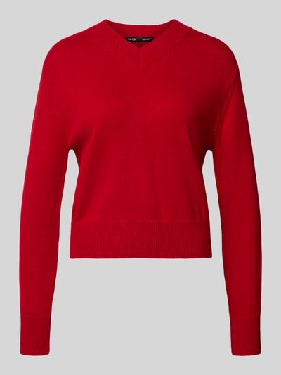 MANGO Strickpullover mit V-Ausschnitt Modell 'LIMONI' Rot 1