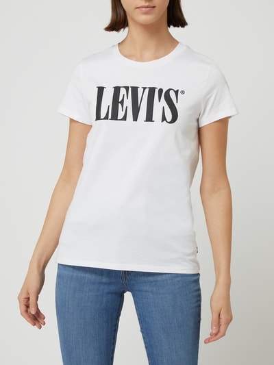 Levi's® T-shirt z nadrukiem z logo Złamany biały 4