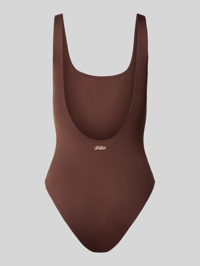 Produktfoto, Badeanzug mit Label-Detail Modell 'CASSANDRA' von MC2 Saint Barth aus braunem Material-Mix mit Stretch-Anteil und körpernaher Passform.