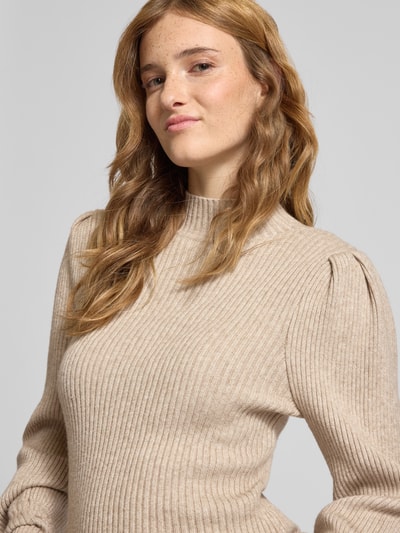 Only Regular Fit Strickpullover aus Viskose-Mix Modell 'KATIA' Beige Melange 3