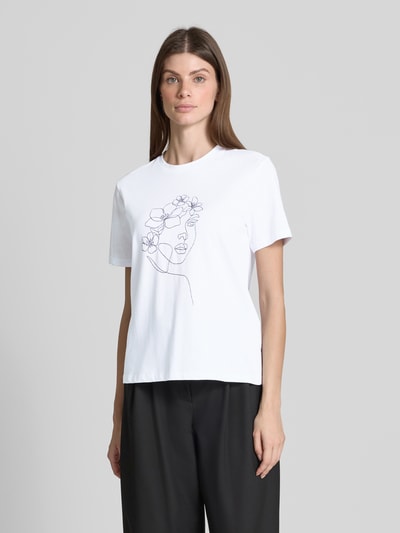 Vila T-shirt met motiefprint, model 'NORA' Offwhite - 4