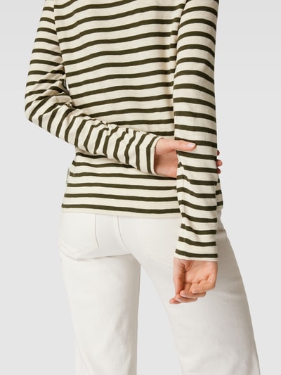 Marc O'Polo Longsleeve mit Streifenmuster Khaki 3