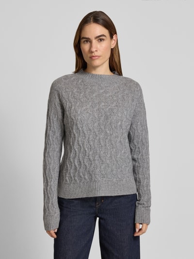 Christian Berg Woman Gebreide pullover van kasjmier met ronde hals Grafiet gemêleerd - 4