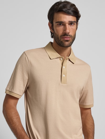MAERZ Muenchen Slim fit poloshirt met structuurmotief Zand - 3