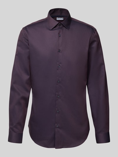 Jake*s Slim Fit Business-Hemd mit Knopfleiste Aubergine 2