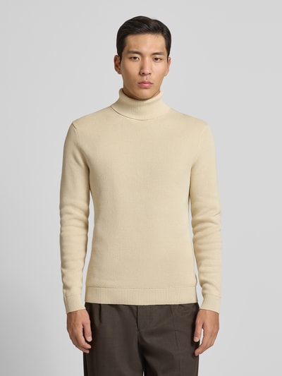 Selected Homme Regular Fit Rollkragenpullover aus reiner Baumwolle Modell 'DANE' Offwhite 4