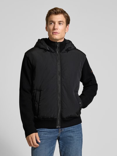 BOSS Orange Regular Fit Strickjacke mit Frontteil im Blouson-Stil Modell 'KIACCIO' Black 4