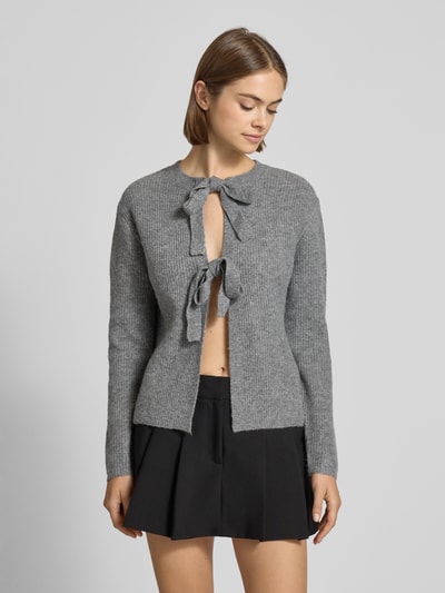 Pieces Regular fit gebreid jack met wol, modell 'SILLY' Middengrijs gemêleerd - 4