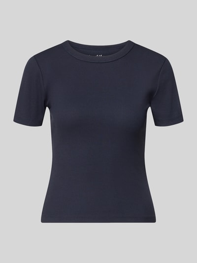 Produktfoto, Regular Fit T-Shirt aus Baumwoll-Mix Modell 'VAL' von ONLY in Dunkelblau, glatte Struktur, Damen T-Shirt