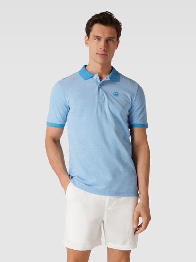 Knowledge Cotton Apparel Poloshirt aus reiner Bio-Baumwolle mit Label-Detail Aqua 4