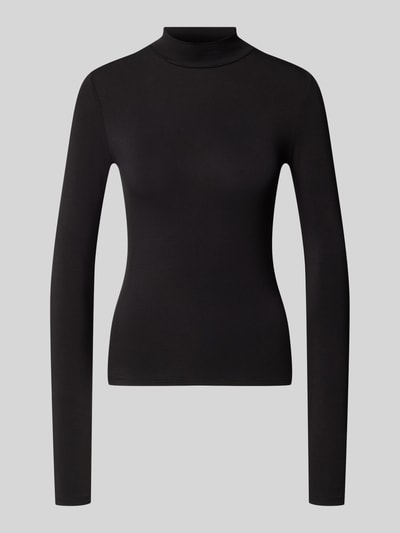 Produktfoto, Slim Fit Langarmshirt aus Lyocell-Mix mit Rollkragen von REVIEW in Schwarz, elastischer Jersey-Optik, langärmliges Design