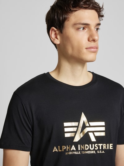 Alpha Industries T-Shirt mit Label-Print Metallic Black Melange 3