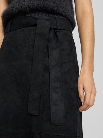 Zero Midirock in Leder-Optik mit Bindegürtel Black 3