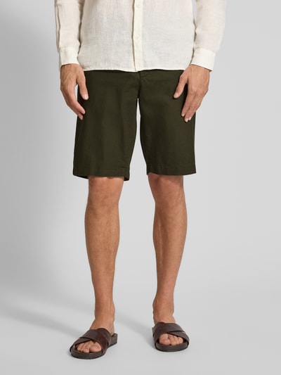Fynch-Hatton Regular Fit Bermudas aus Baumwoll-Leinen-Mix Modell 'COLI' Oliv 4
