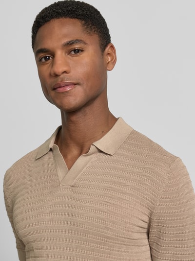 DRYKORN Slim Fit Strick-Poloshirt mit Strukturmuster Modell 'BRAIAN' Beige 3