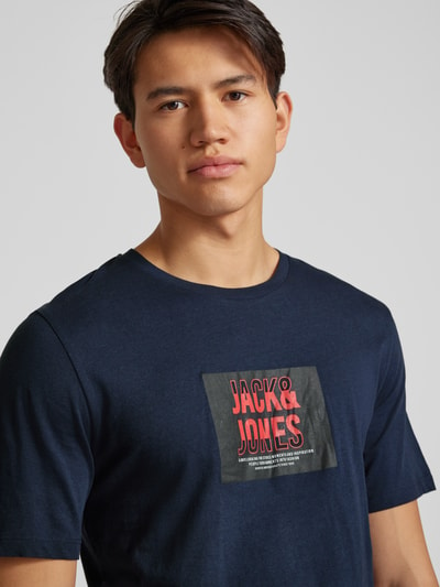 Jack & Jones T-Shirt mit Label-Print Modell 'HUDSON' Marine 3