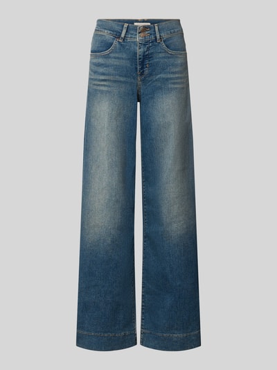 Produktfoto, blaue Wide & Loose Fit Jeans aus Baumwoll-Mix Modell '318' von Levi's® 300, gerade geschnitten, dezente Waschung, glatte Textur. Kontext: Damen Wide & Loose Fit Jeans von Levi's® 300