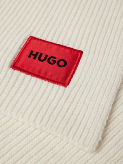 HUGO Schal mit Label-Patch Modell 'Saffa' Offwhite 2