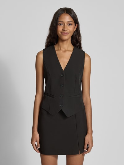 Pieces Regular fit gilet met 4-knoopssluiting, model 'BOZZY' Zwart - 4