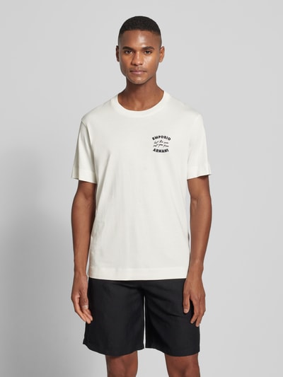 Emporio Armani T-Shirt mit Label-Stitching Offwhite 4