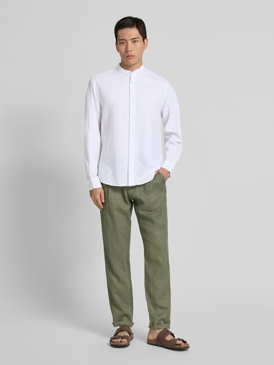 SELECTED HOMME  Regular Fit Freizeithemd aus Baumwoll-Leinen-Mix Modell 'REGNEW' Weiss 1