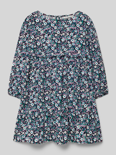 Tom Tailor Tailliertes Freizeitkleid mit Allover Print und Volants Marine 1