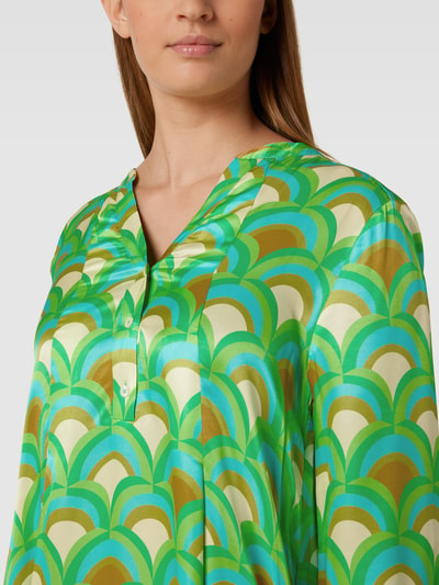 0039 Italy Blousejurk met all-over motief, model 'Ester New' Groen - 3