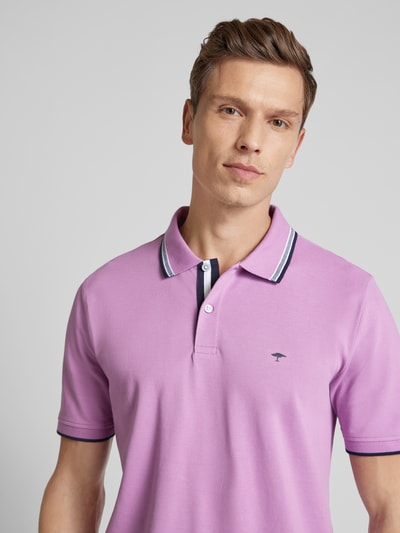 Fynch-Hatton Regular fit poloshirt met contraststrepen Paars gemêleerd - 3