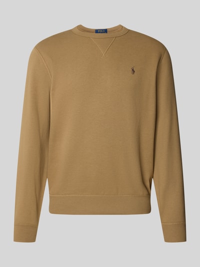 Produktfoto, Regular Fit Sweatshirt aus Baumwoll-Mix von Polo Ralph Lauren in Uni-Optik, Logo-Detail, Rundhals, langarm, braune Farbe, Sweatstruktur