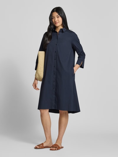 ROBE LÉGÈRE Knielange overhemdjurk met 3/4-mouwen Marineblauw - 1