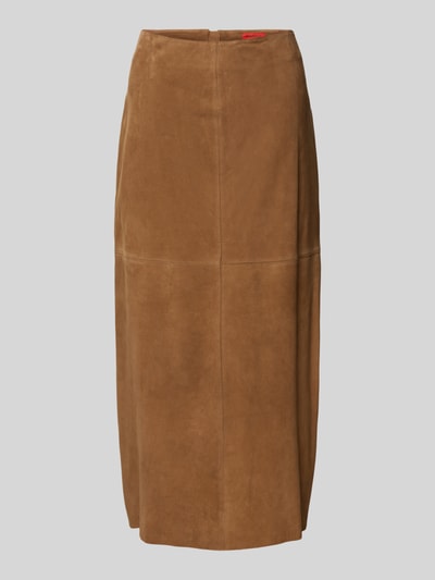 MAX&Co. Spódnica midi z naturalnej skóry koziej model ‘GUELFI’ Orzechowy 2