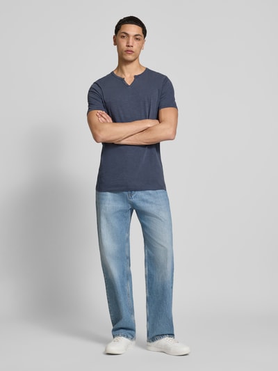 JACK & JONES T-Shirt aus Baumwolle Modell 'SPLIT' Dunkelblau 1