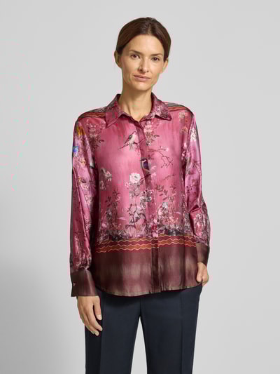 miss goodlife Regular fit overhemdblouse met manchetten, model 'Cherry Blossom' Roze - 4
