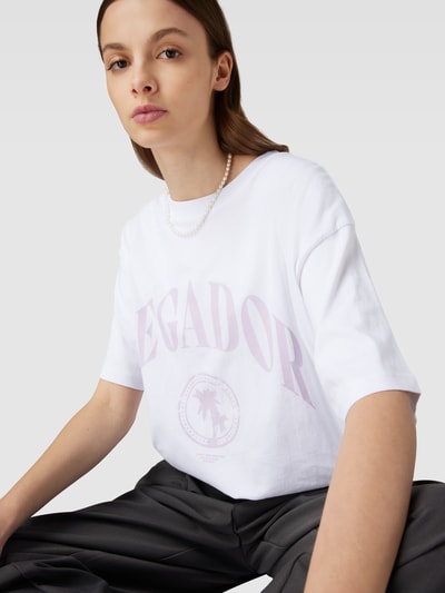 Pegador Oversized T-shirt met geribde ronde hals, model 'Solan' Wit - 3