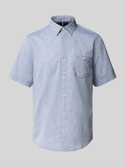 Lerros Regular Fit Freizeithemd aus Baumwoll-Leinen-Mix Rauchblau 2