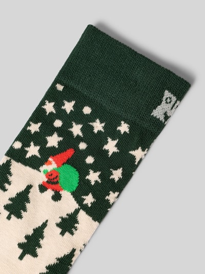 Happy Socks Socken mit Weihnachtsmotiv aus Baumwollmix Dunkelgruen 2
