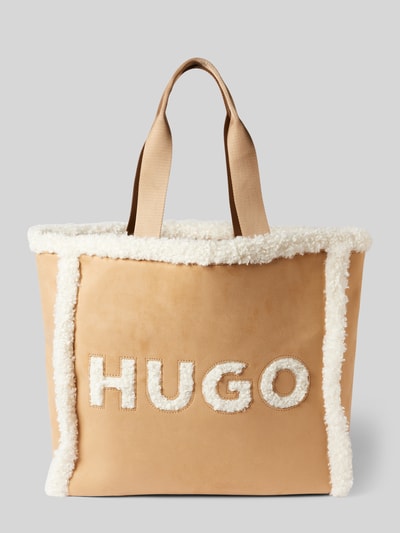 HUGO Tote Bag mit Teddyfell-Besatz Modell 'Becky' Beige 2