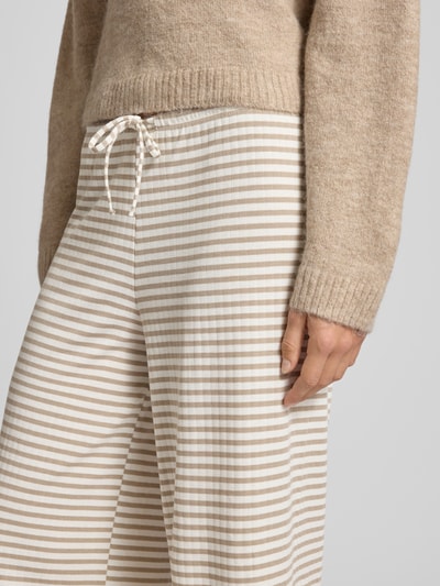 Gina Tricot Lounge-Hose mit Streifenmuster und elastischem Bund Beige Melange 3